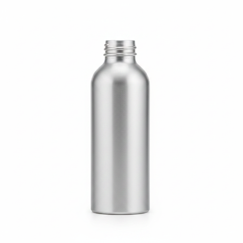 Silver bottle white background